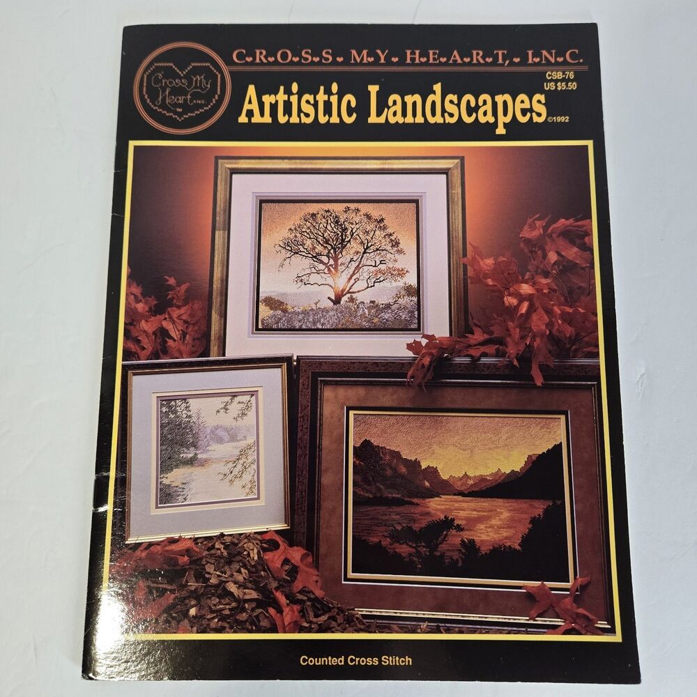 Vintage 1992 Cross My Heart Inc. "Artistic Landscapes" Counted Cross Stitch...